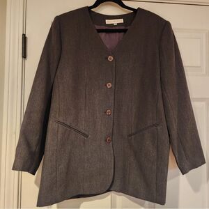 Jessica Holbrook Dark Gray Button Front Blazer Jacket 18W